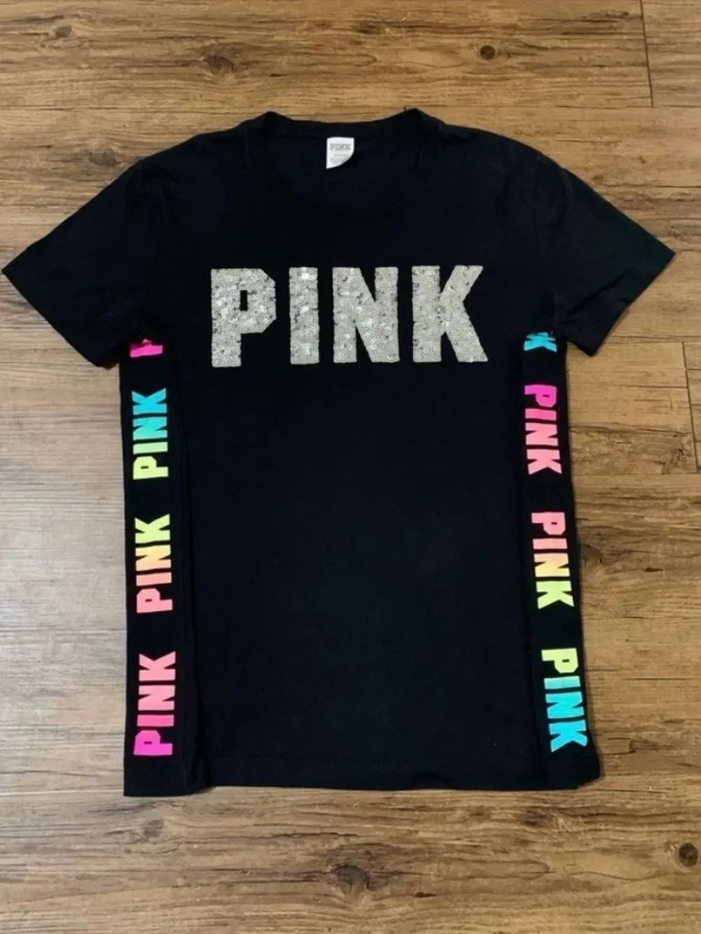 Victoria's Secret Pink Rare Rainbow Ombre
Bling Tshirt Medium